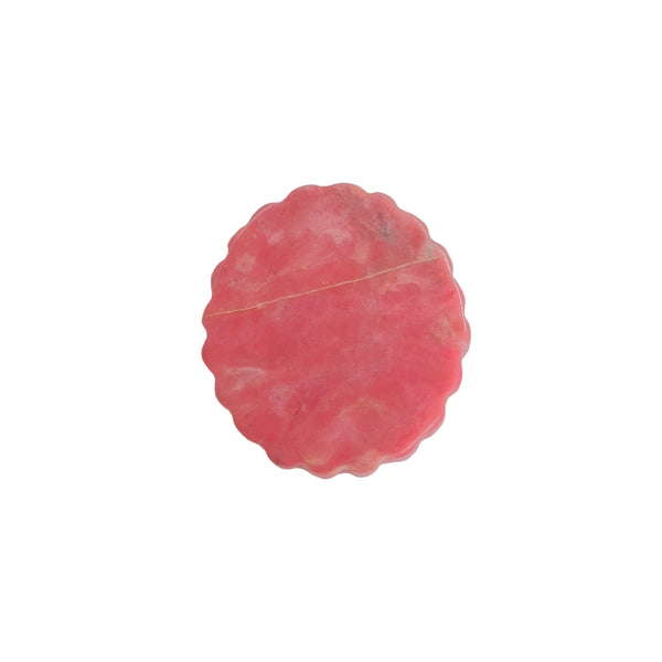 Pink Rhodonite magical girl crystal carving back view spiritual stone