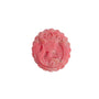 Pink Rhodonite carved crystal with magical girl pattern front view healing stone
