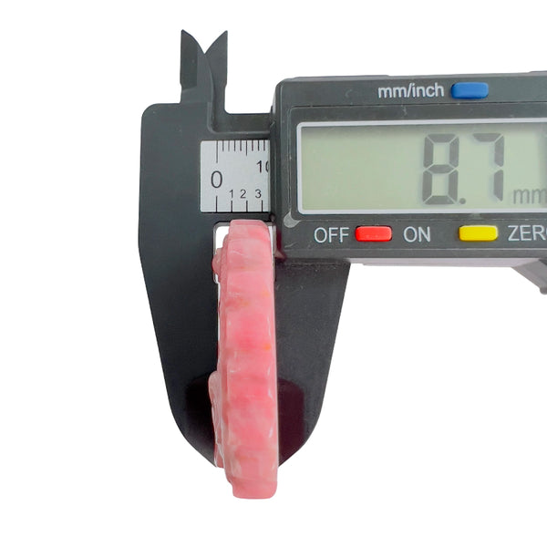 Pink Rhodonite magical girl crystal thickness measurement healing amulet