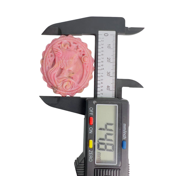 Rhodonite Crystal Medallion Detailed Magical Girl Carving