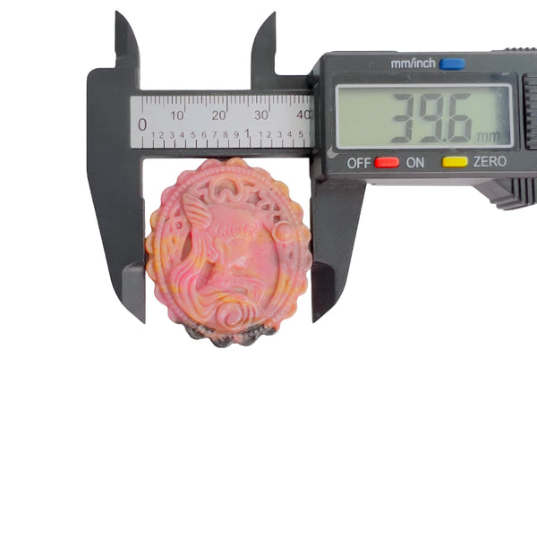 Pink Rhodonite Crystal Pendant Thickness Measurement Showing 8.0mm