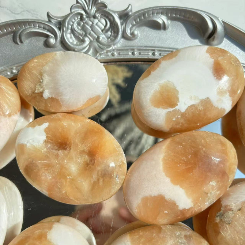 Natural Formation Pattern of Pink Scolecite Crystal Stone