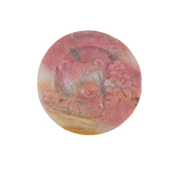 Polished Pink Rhodonite Bear Figurine Wholesale Crystal