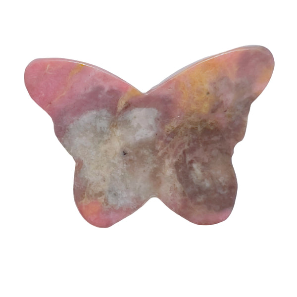 Highly polished Rhodonite butterfly showing lustrous shine and smooth texture