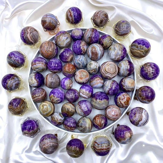 Natural Amethyst Mexican Agate Sphere Crystal Healing Stone Wholesale