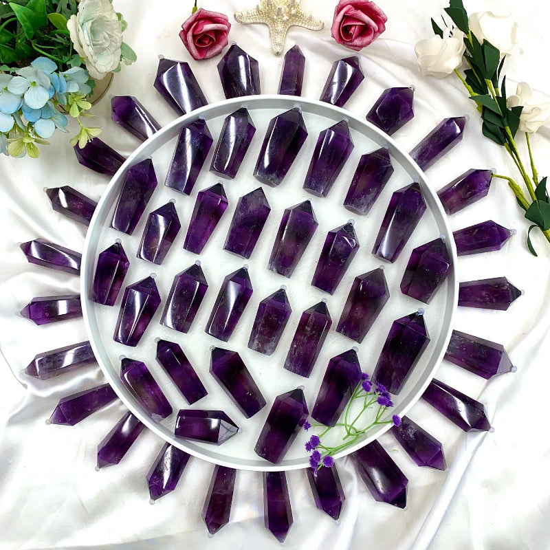 Natural Purple Amethyst Tower Crystal Wholesale Supply
