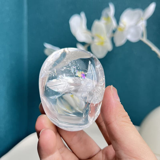 Natural clear quartz free form crystal with brilliant clarity and healing properties