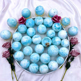 Natural Larimar Crystal Sphere Wholesale Dominican Republic Blue Pectolite