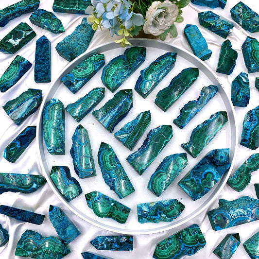  Premium wholesale malachite tower crystal with vibrant green patterns