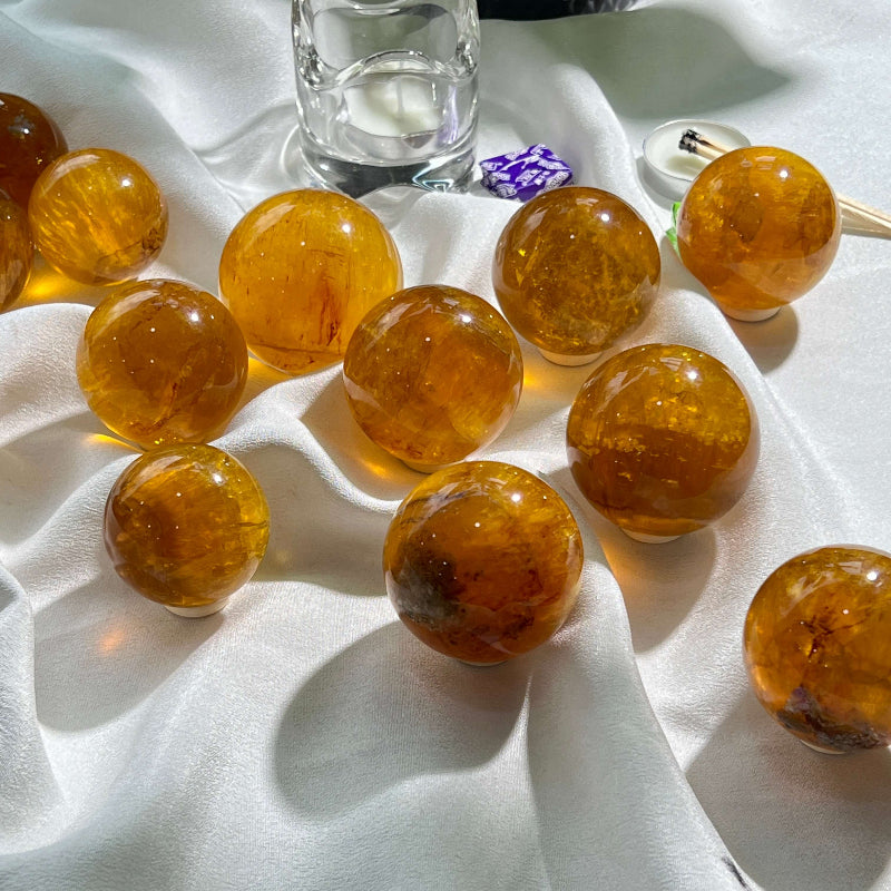 High Quality Flashy Mica Fluorite Sphere with Rainbow Inclusions for Crystal Healing