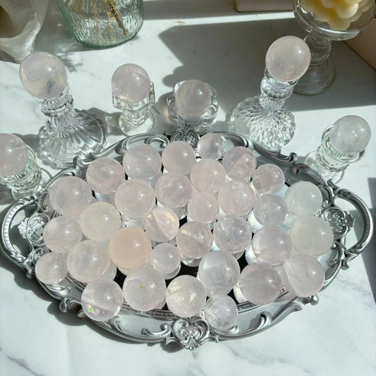 Premium Natural Rose Quartz Sphere Crystal for Healing and Meditation