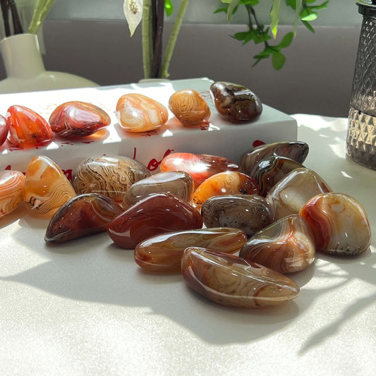 Premium Natural Sardonyx Palm Stone for Crystal Healing and Meditation