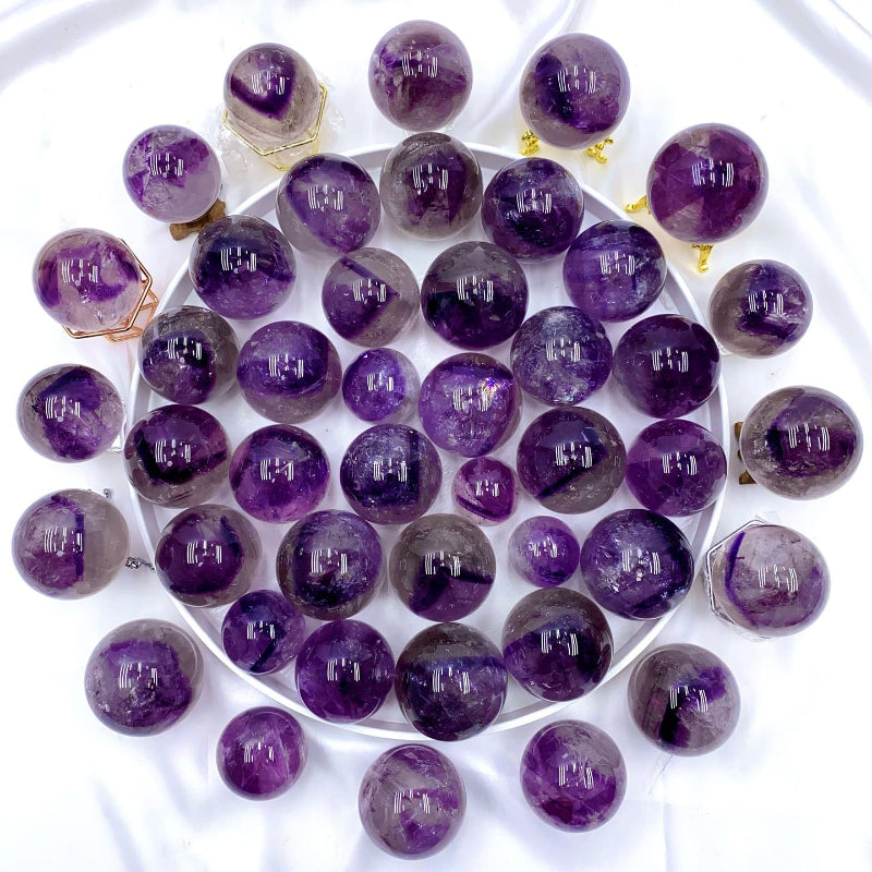 Natural amethyst sphere wholesale crystal healing stone