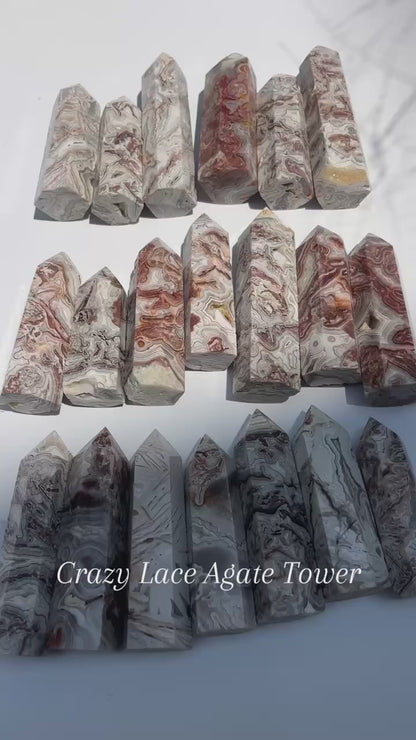 Crazy Lace Agate Crystal Tower Wholesale