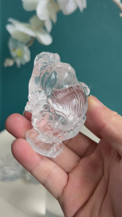Premium clear quartz golden toad carving for crystal collectors