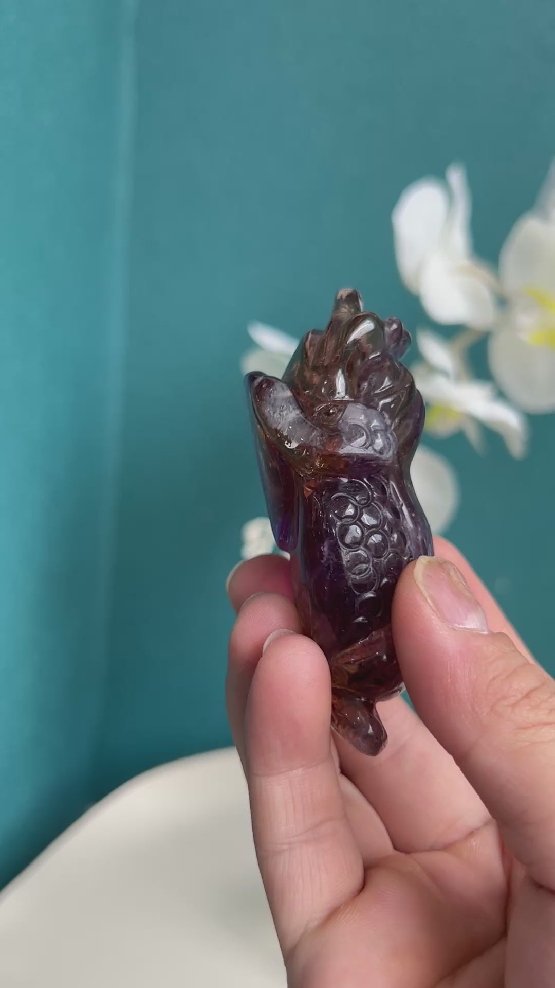 Natural Ametrine Properties in Carved Golden Toad Crystal