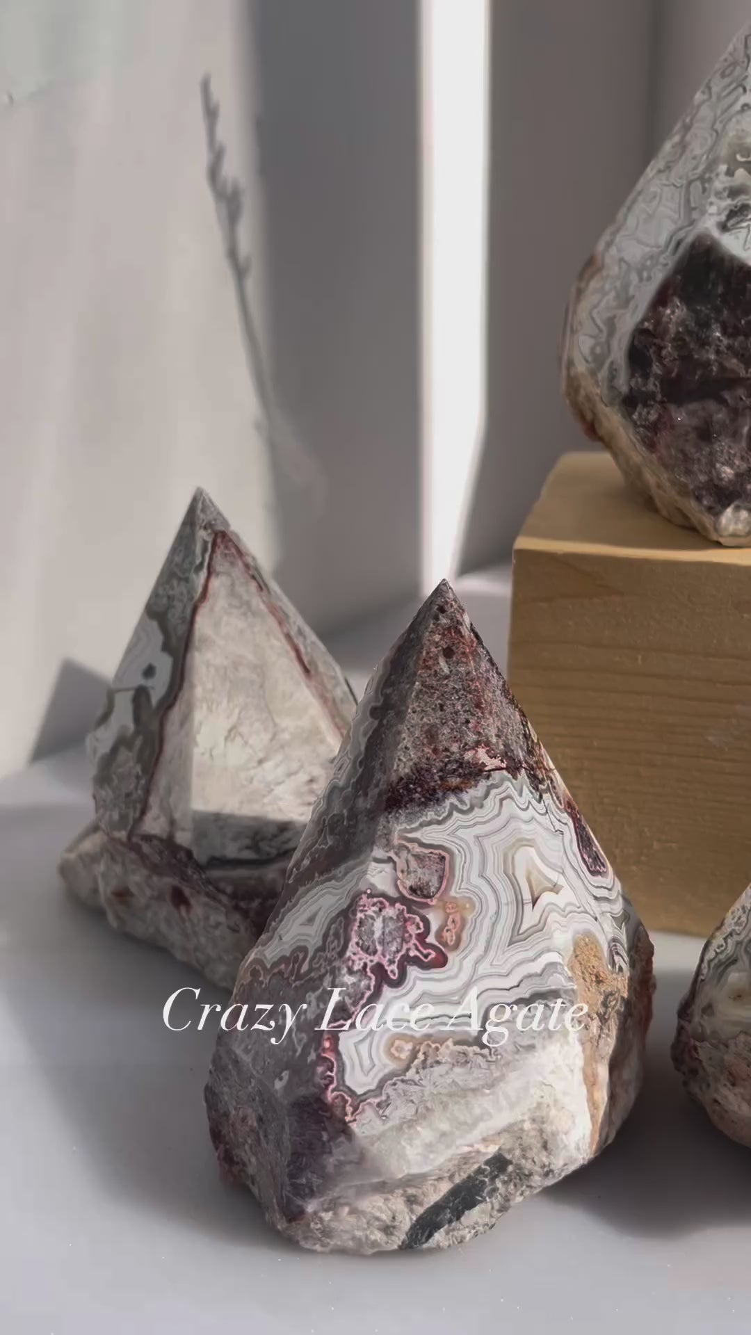 Healing Crystal Display with Crazy Lace Agate Points