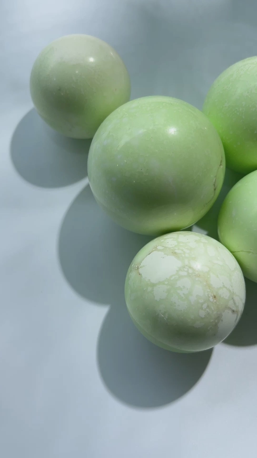Detailed Surface of Polished Chrysoprase Crystal Sphere