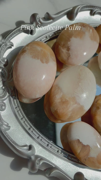 Pink Scolecite Palm Stones Wholesale