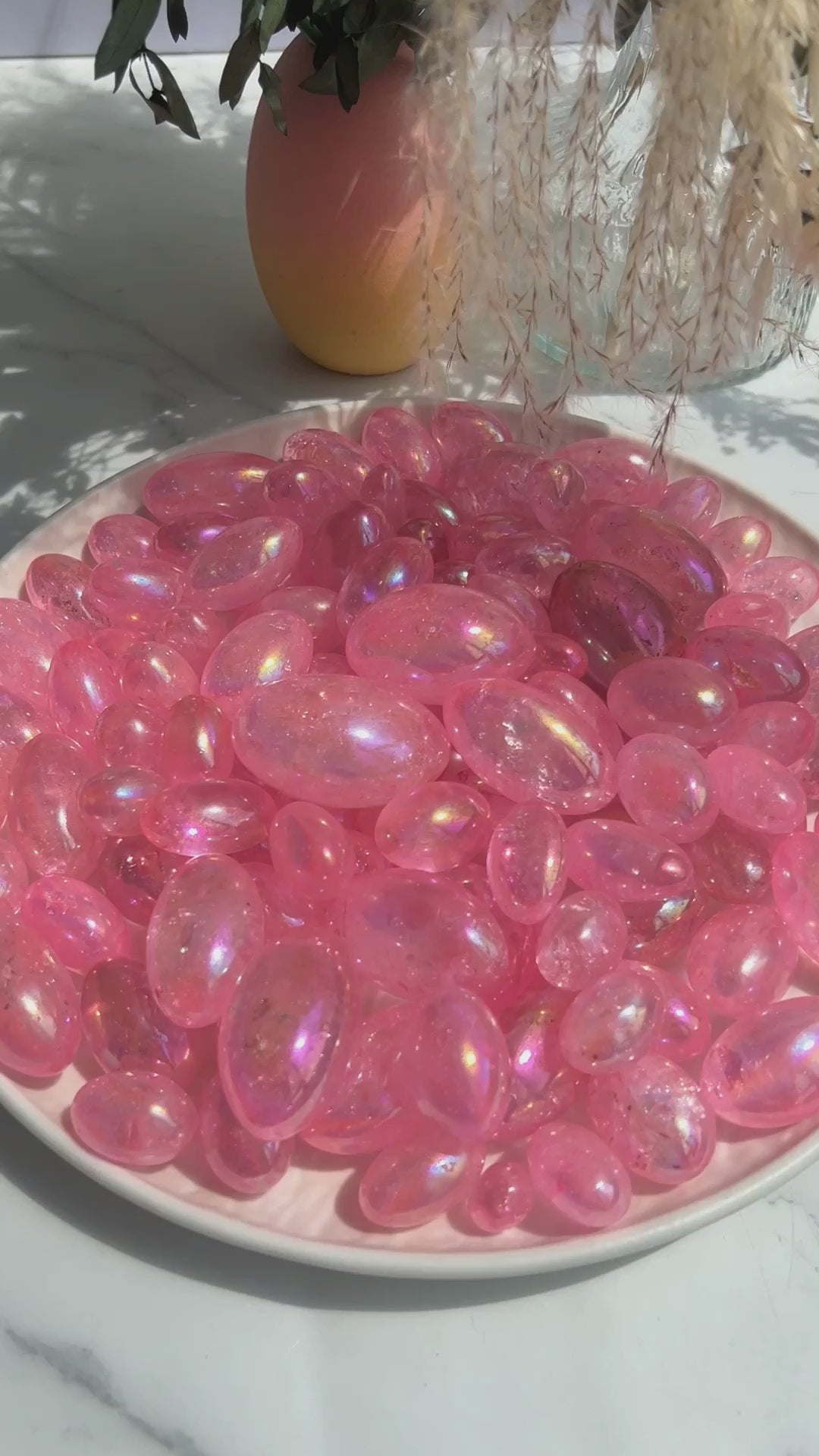Pink Angel Aura Quartz Tumbled Stones for Crystal Healing and Collection
