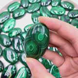 Natural Malachite Palm Stone with Green Banding Pattern