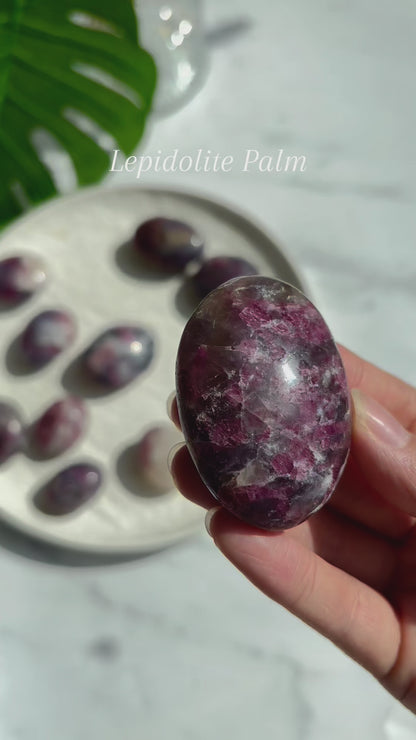 Natural Lepidolite Palm Stone Crystal Wholesale