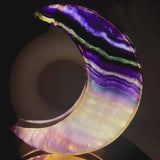Handcrafted wooden base of wholesale fluorite crystal lamp