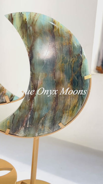 Natural Blue Onyx Moons Wholesale