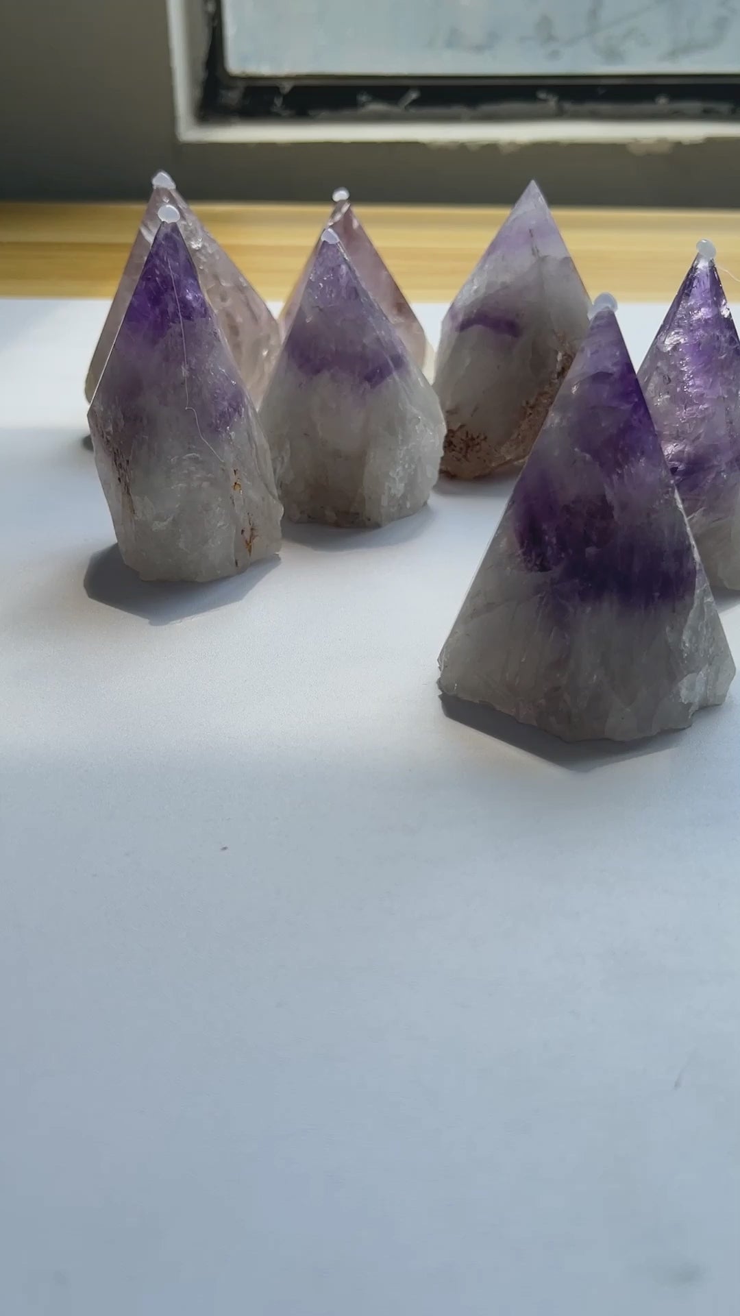 Premium Amethyst Crystal Point Collection Display for Crystal Supply