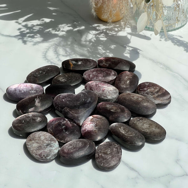 Purple Mica Palm Stone Size Demonstration in Hand