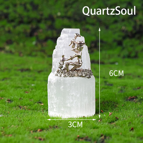 Mystical Selenite Crystal Miner Figurine Display