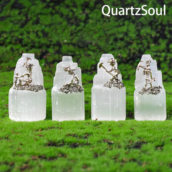 Selenite Crystal Miner Decoration Collection