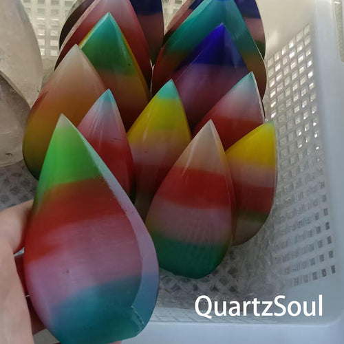 Rainbow Plated Selenite Crystal Teardrops Wholesale Supplier