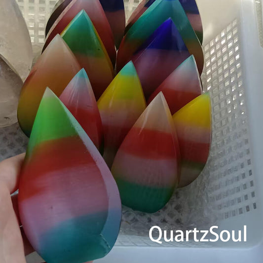 Rainbow Plated Selenite Crystal Teardrops Wholesale Supplier