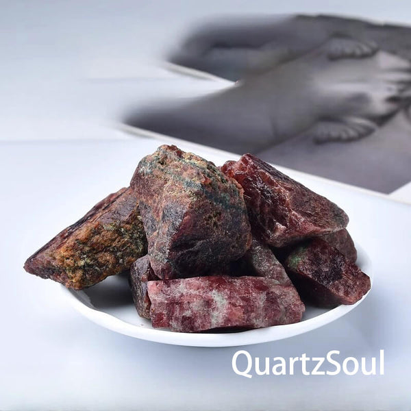Natural Raw Garnet Crystal Specimen with Deep Red Color and Crystalline Structure