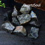 Natural raw labradorite crystal specimens with iridescent blue flash effect, 2-5cm size range