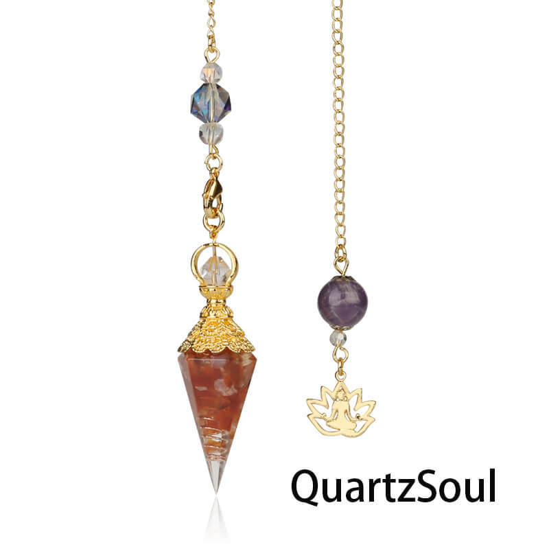  Red agate crystal pendulum for energy healing and balance