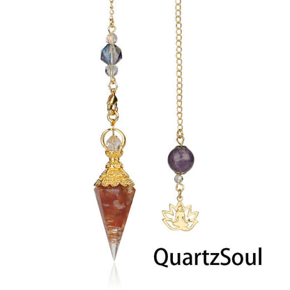  Red agate crystal pendulum for energy healing and balance