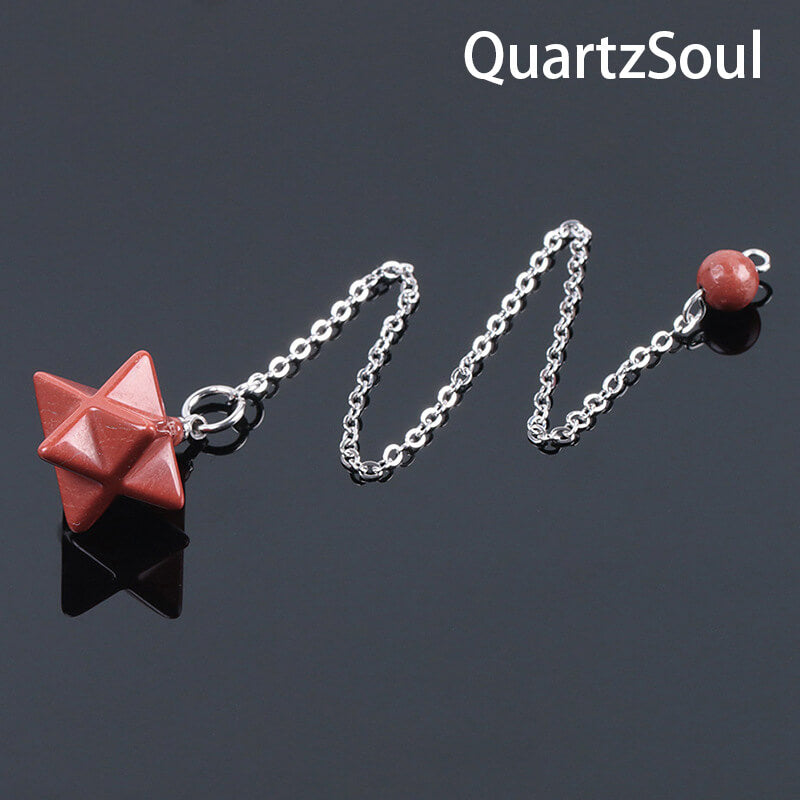 Red Jasper Merkaba Star Pendulum for Strength and Vitality