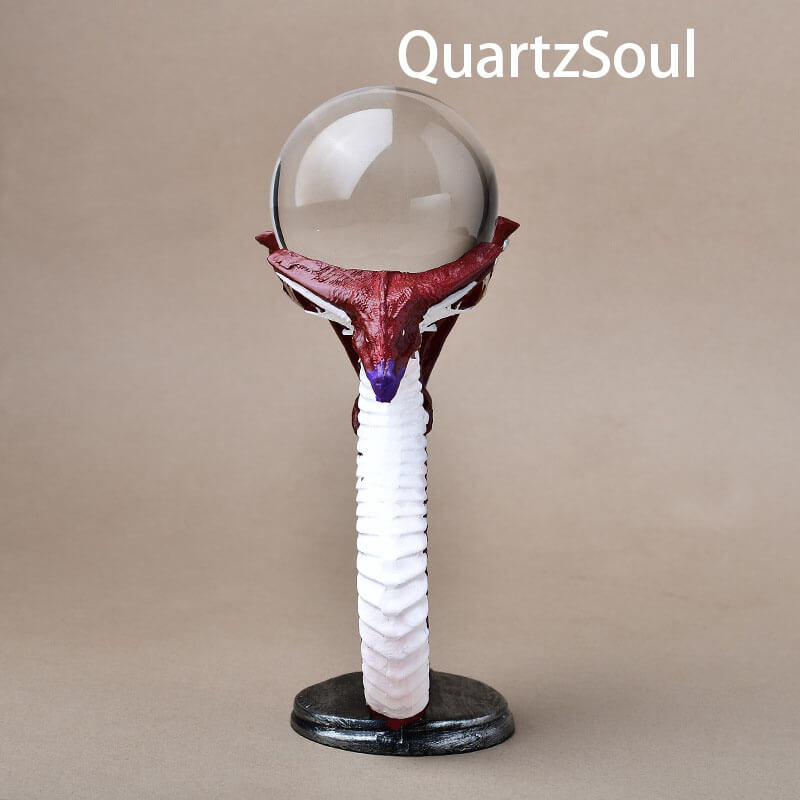 Red & White Crystal Display Stand for Spheres and Minerals