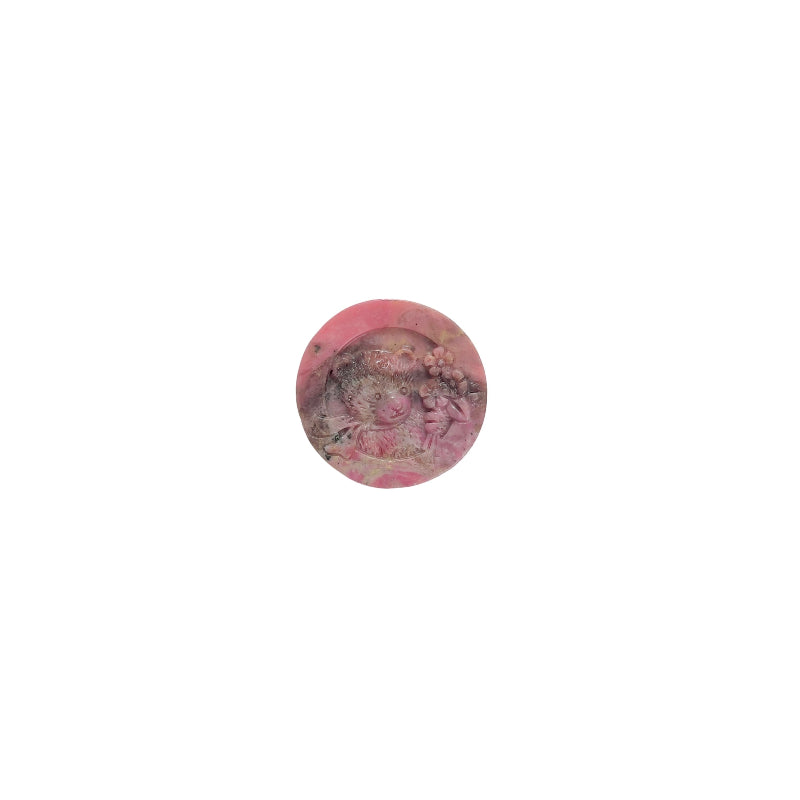 Bear Shape Rhodonite Carved Crystal Healing Stone Pink Natural Figurine