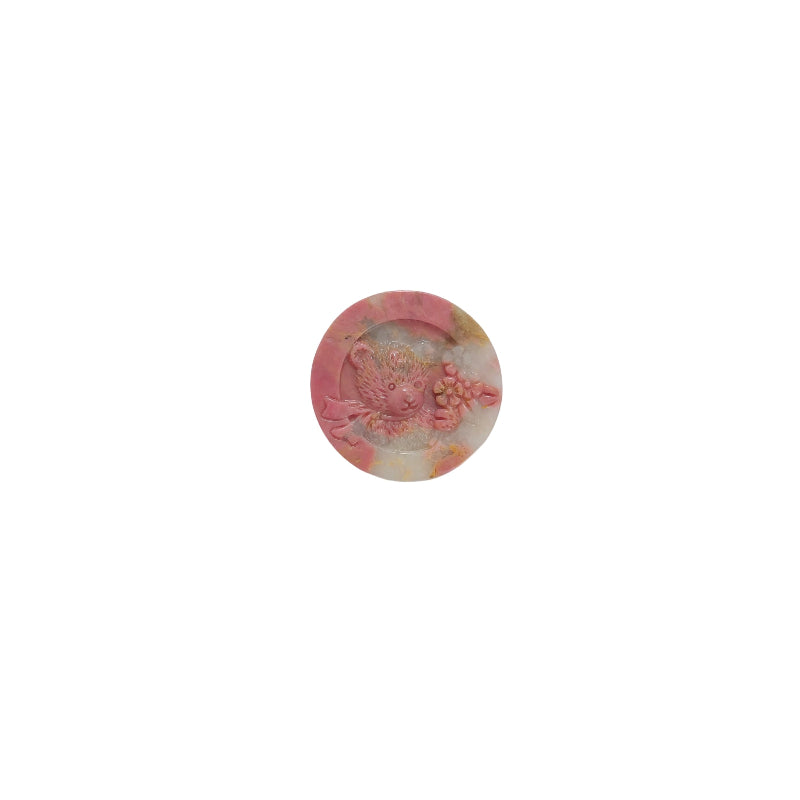 Natural rhodonite bear carving wholesale crystal healing stone pink with black matrix