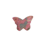 Pink Rhodonite Butterfly Carving with Detailed Flower Pattern