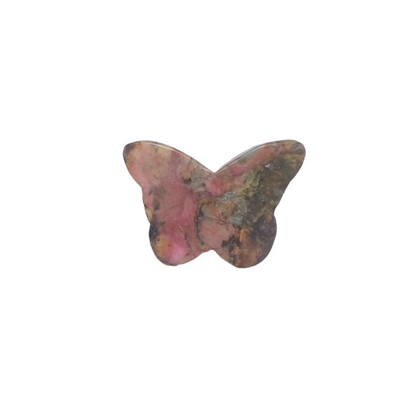 Natural Pink Rhodonite Butterfly Carving Front View