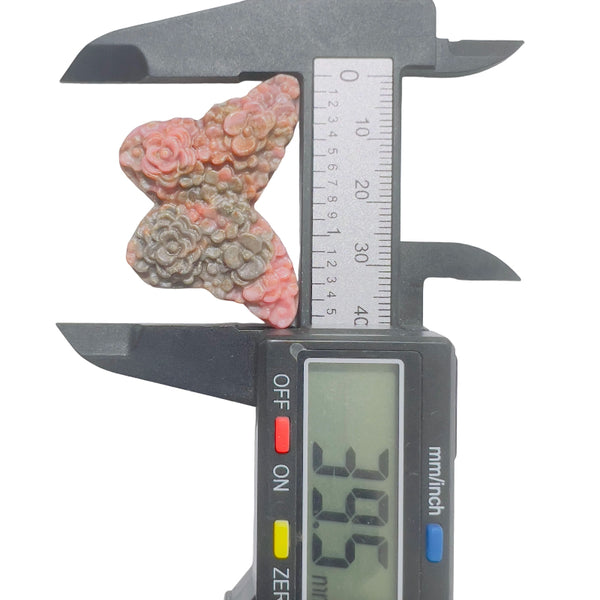 Rhodonite Butterfly Carving with Jewelry Display Setup