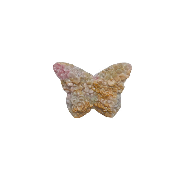 Natural rhodonite butterfly carving with pink floral pattern crystal healing stone