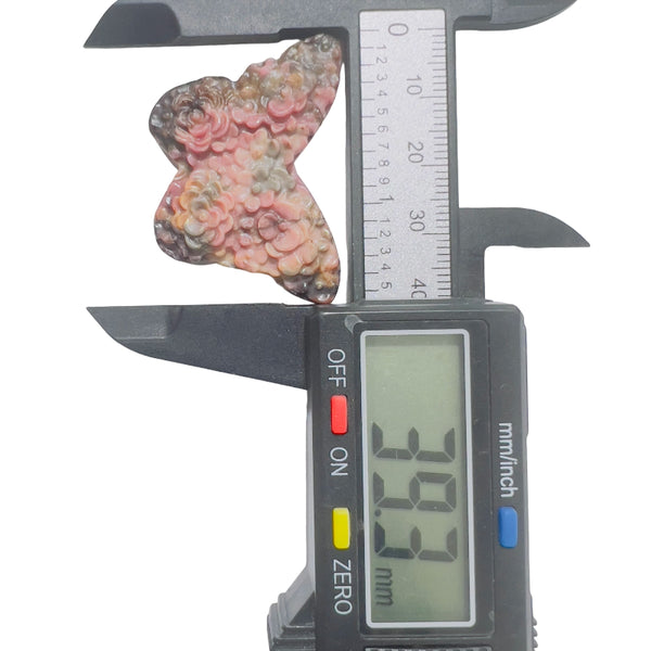 Rhodonite Butterfly Crystal Carving Size Measurement