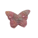 Pink Rhodonite Butterfly Crystal for Healing Collection Display