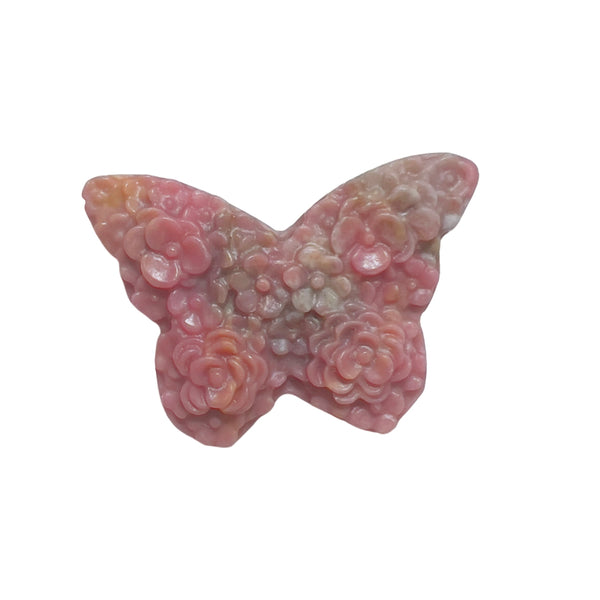 Pink Rhodonite Butterfly Crystal for Healing Collection Display