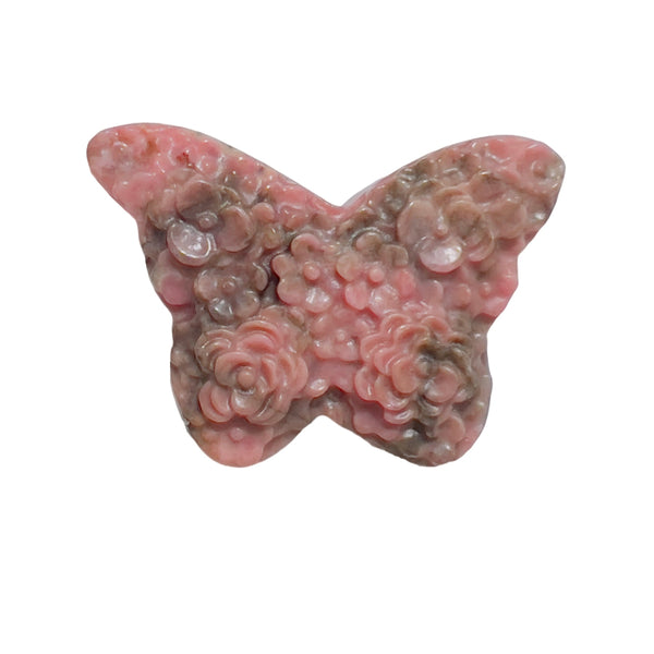 Natural Pink Rhodonite Butterfly Crystal in Sunlight Showing Color Detail